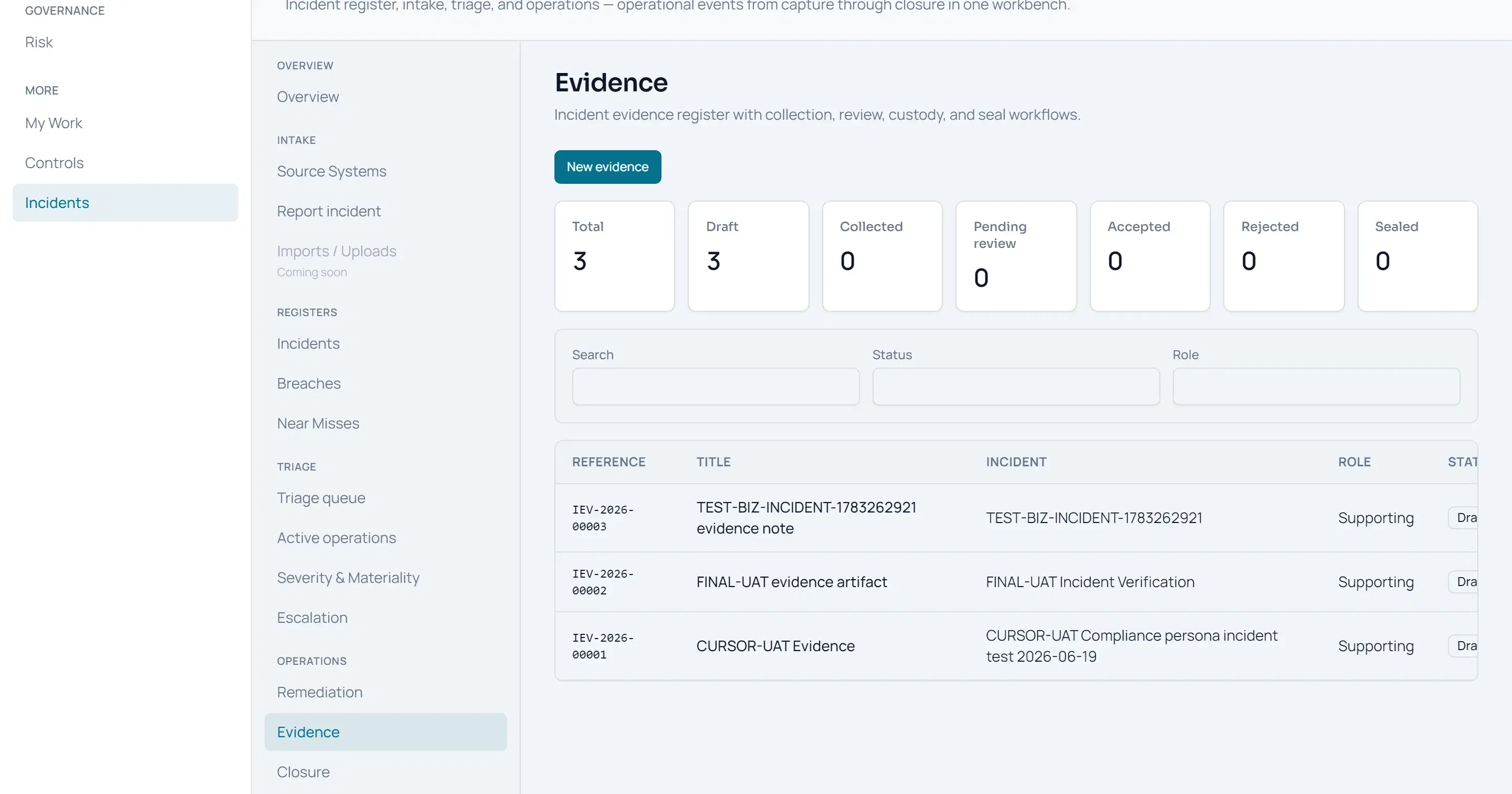 Evidence management