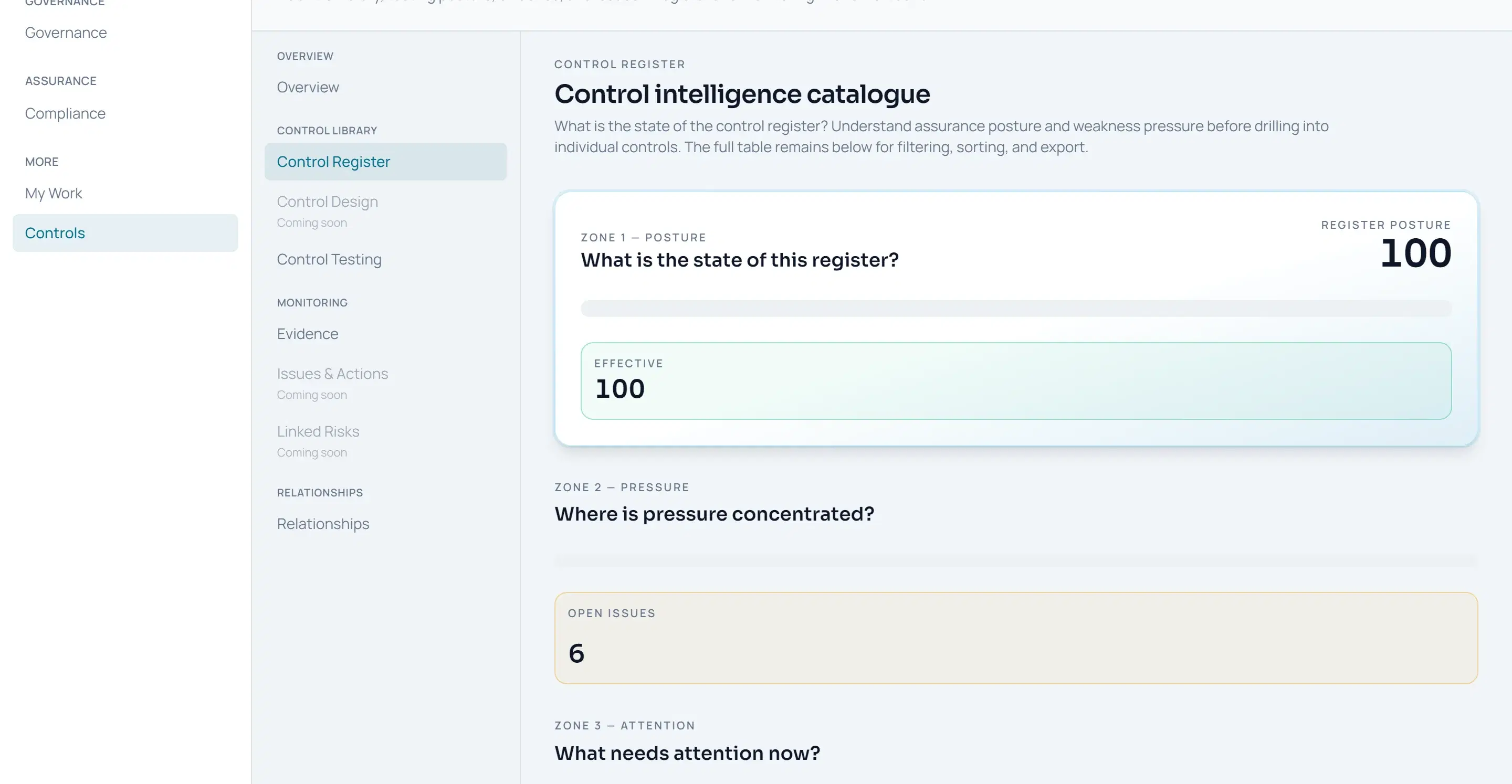 Control register intelligence